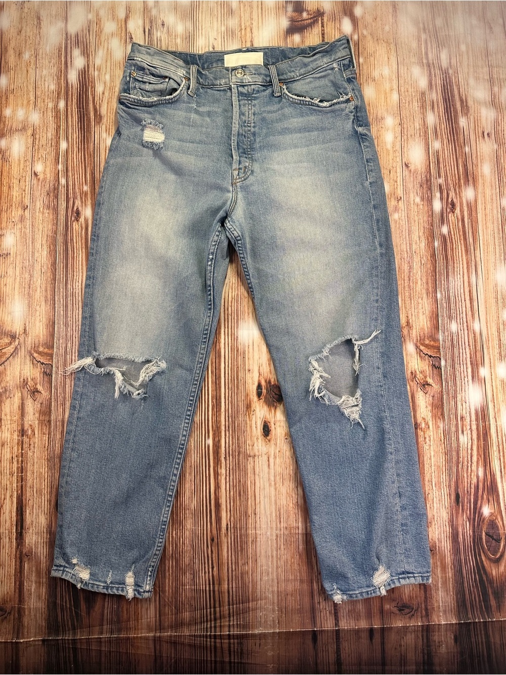 Mother Superior Denim Tomcat Jeans High Rise Straight Distressed Confession 32